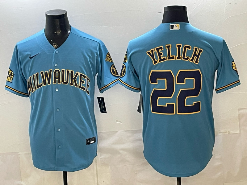 Men 2026 Milwaukee Brewers #22 Yelich blue Game Nike MLB Jersey 0401001->milwaukee brewers->MLB Jersey